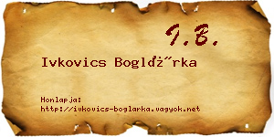 Ivkovics Boglárka névjegykártya